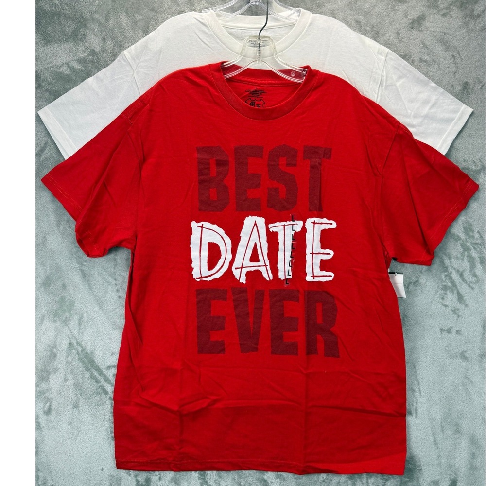 Mad Engine Mens Valentines Day Graphic T-Shirt 2 Pack Red White Large NWT